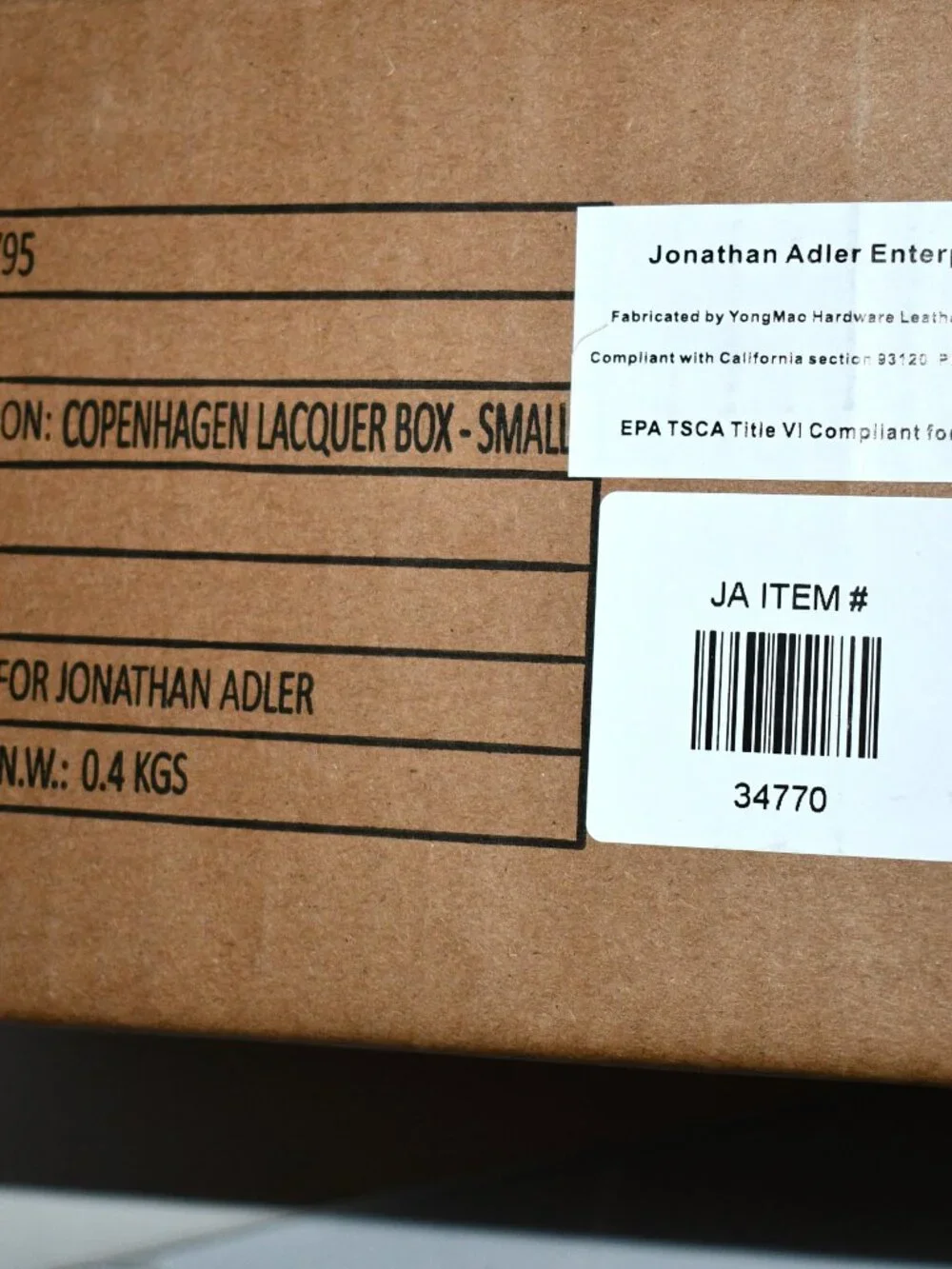Jonathan Adler Copenhagen SMALL Lacquer Box# 34770 NIB